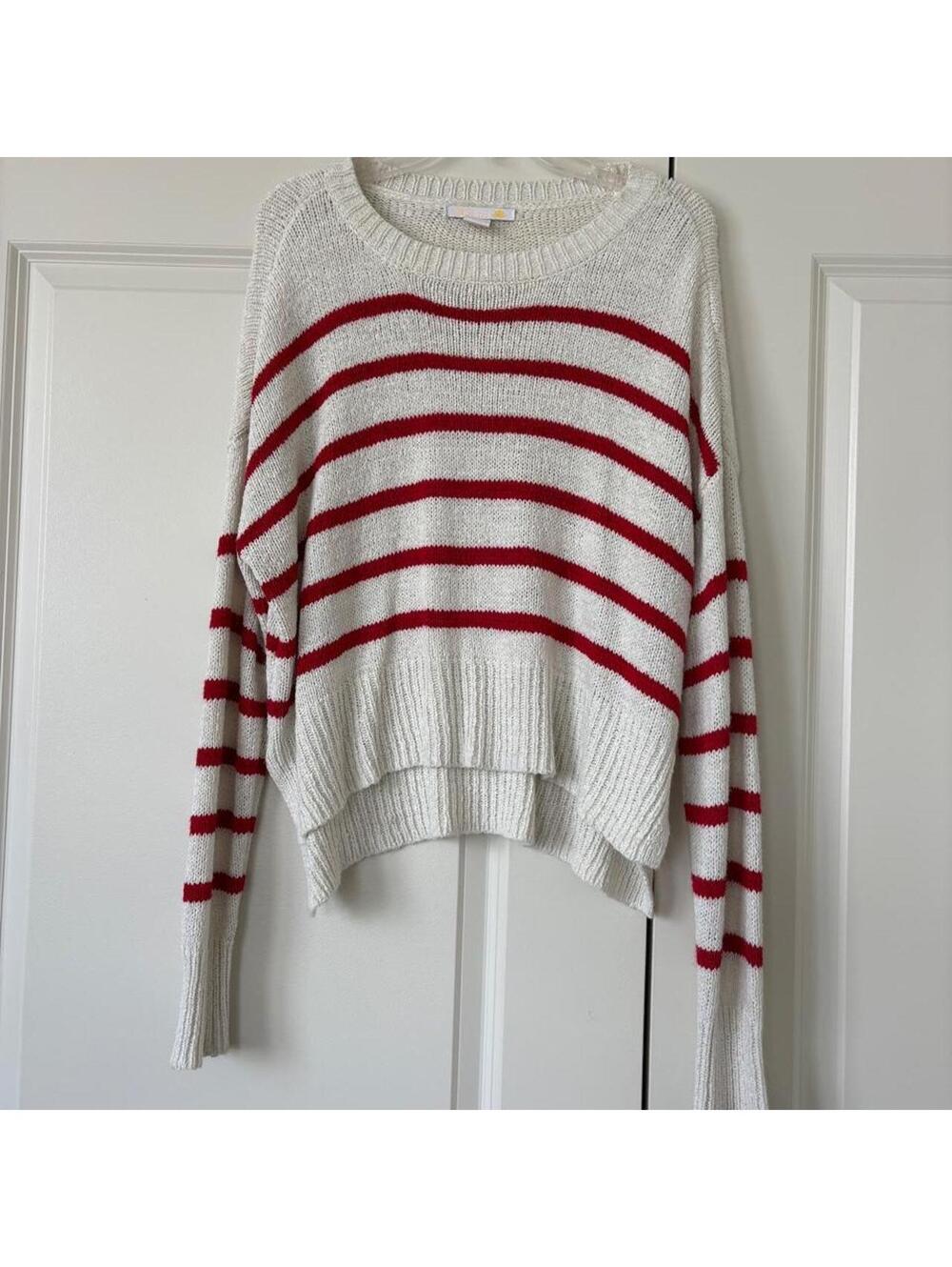 🤍 Red & White Coastal Striped Sweater